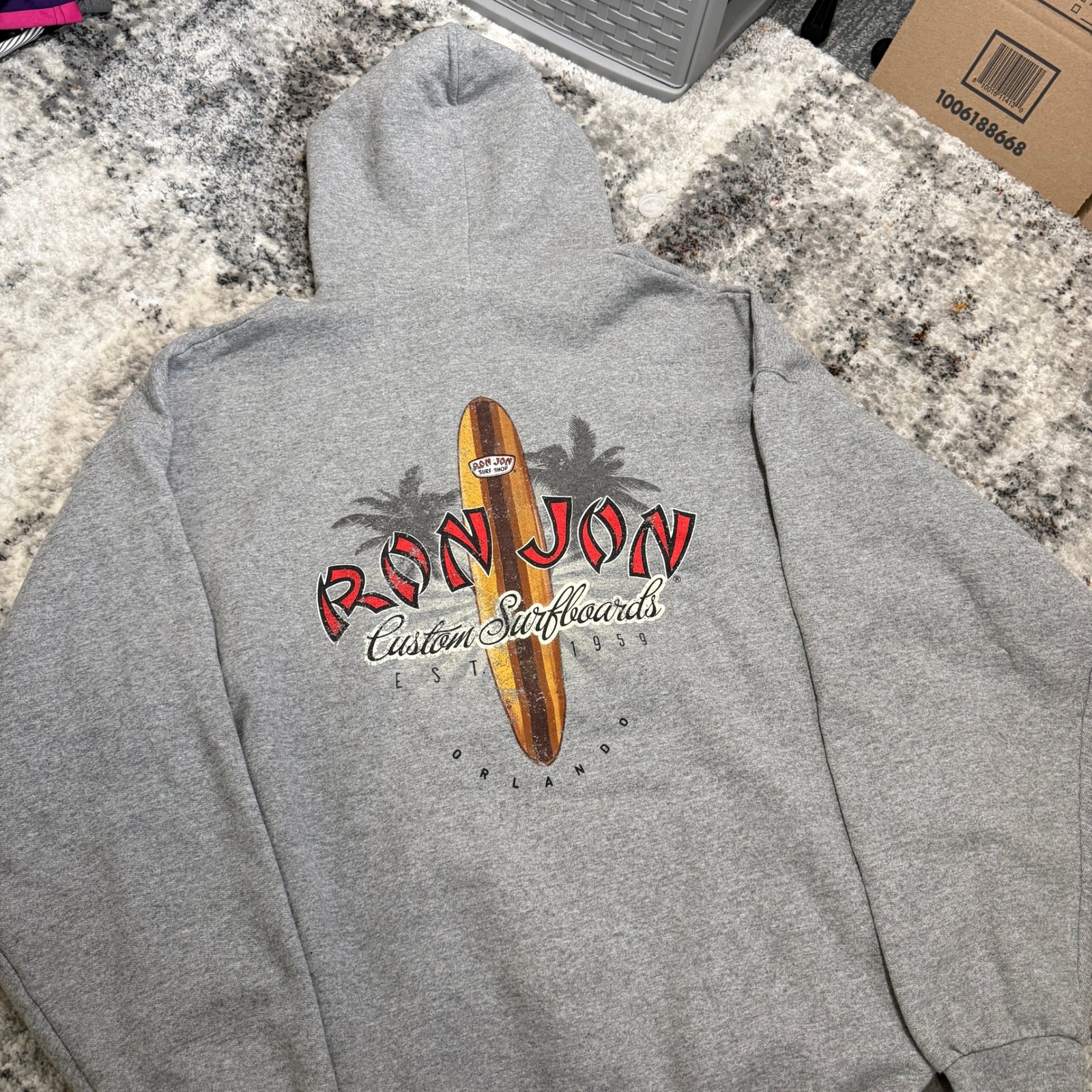 Ron Jon Surf Shop Orlando Hoodie Mens 2xl Gray Surfboards Graphic Pullover